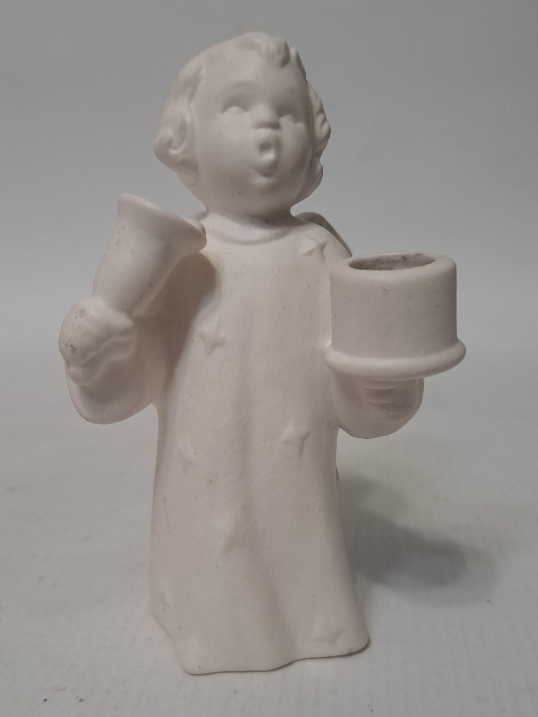 1973 GOEBEL White Porcelain Angel Cherub Figurine Candle Holder Germany
