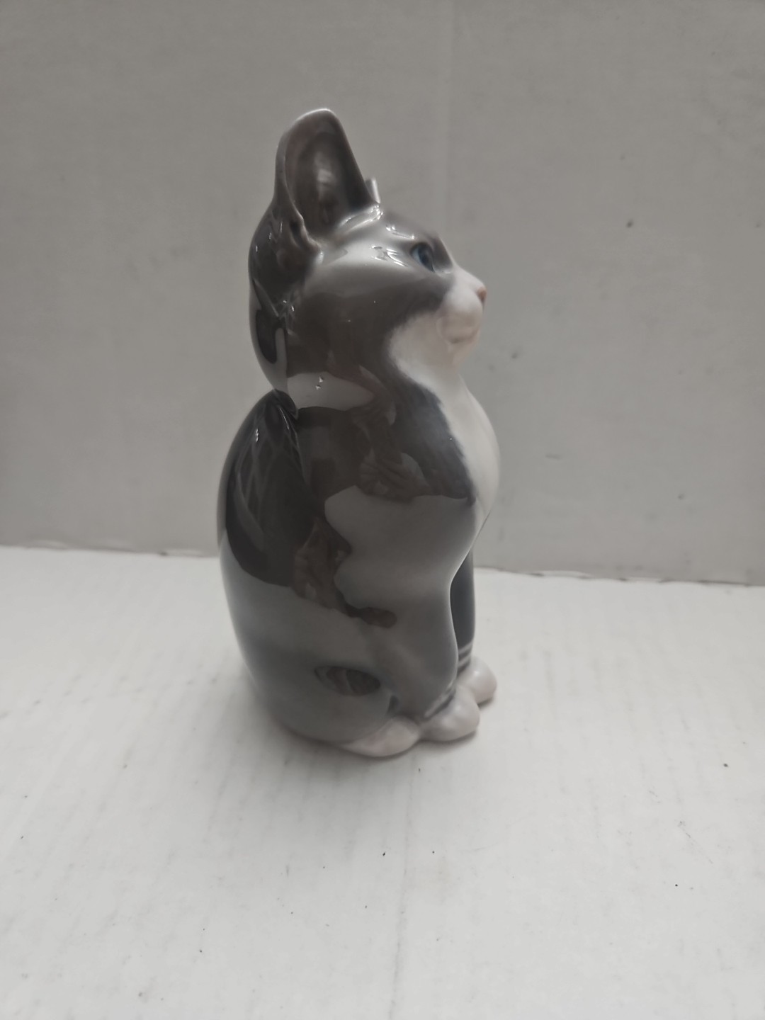 Royal Copenhagen Gray & White Cat Figurine #1803 From Denmark