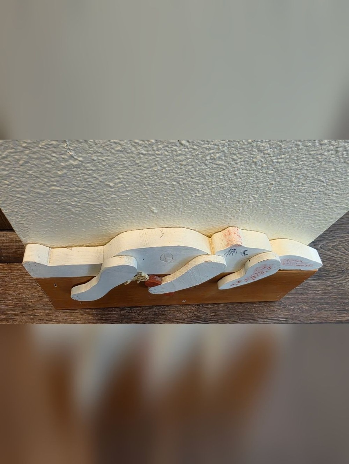 Rustic White Wooden Bunny Shelf Sitter