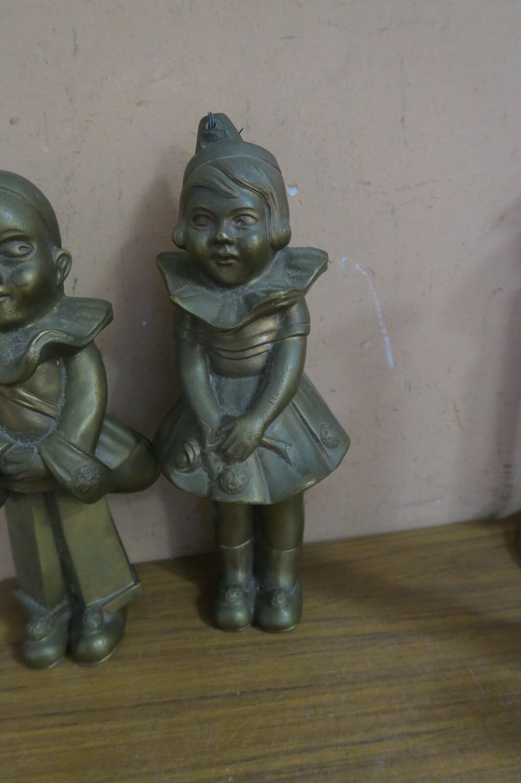 Set @ 2 Vintage Signed M. Lucas Monastery Monk Statue Wall Décor Bronze Art