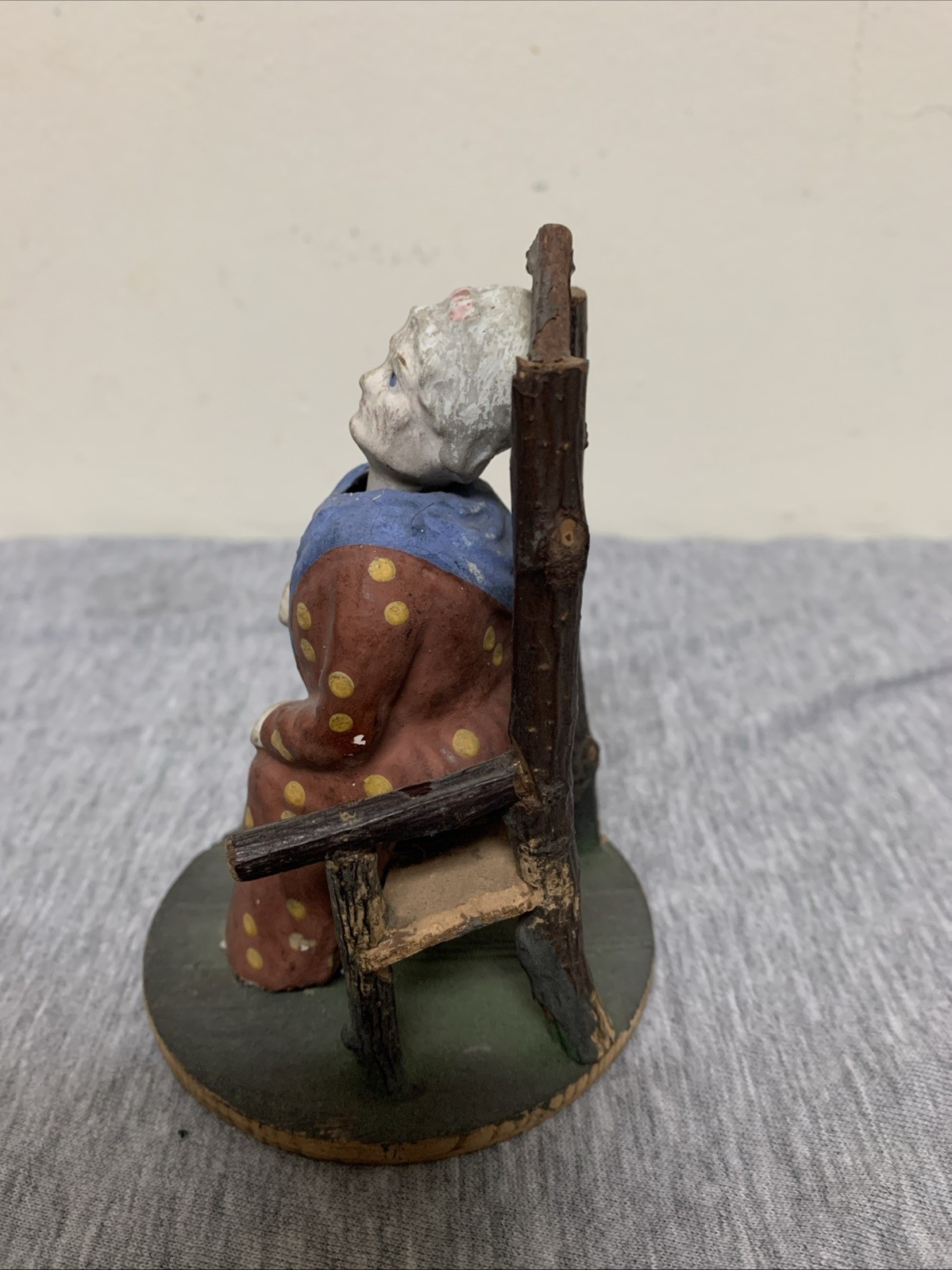 Antique Germany Folk Art Primitive Paper Mache Grandma Lady Nodder