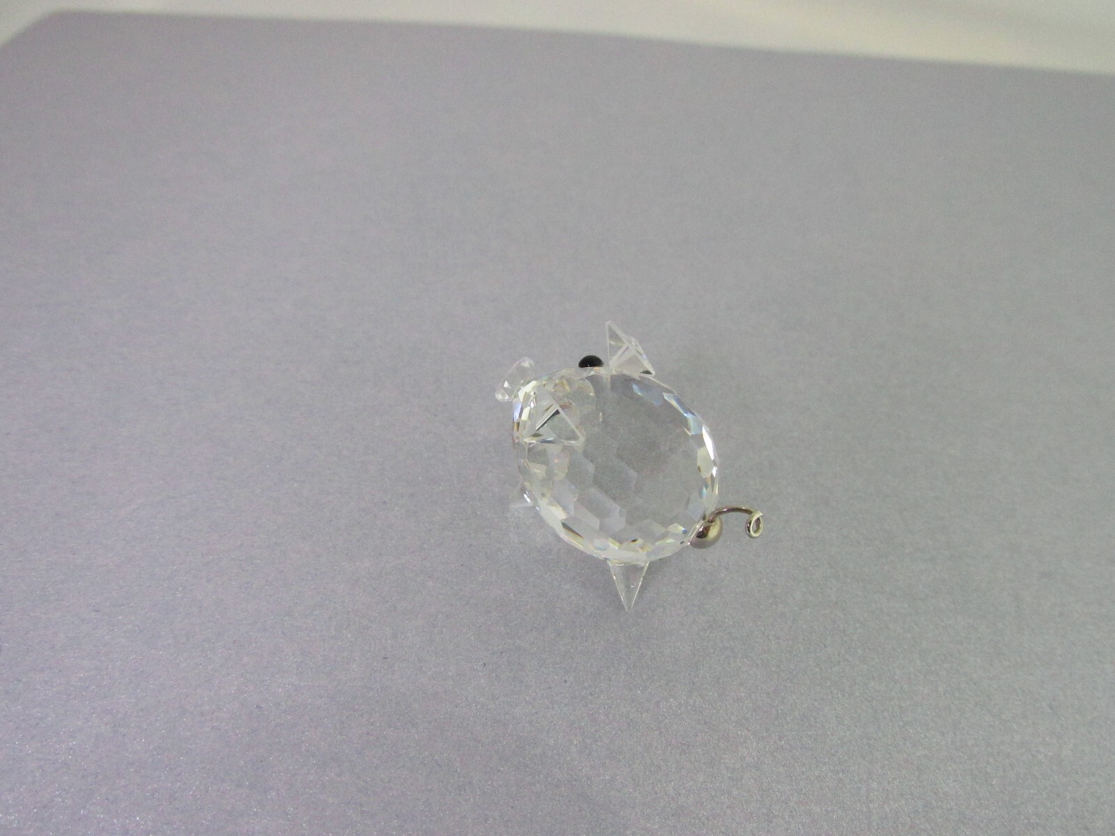 Swarovski Crystal Pig Wire Tail Black Eyes Clear Signed Swine Piggy Piglet