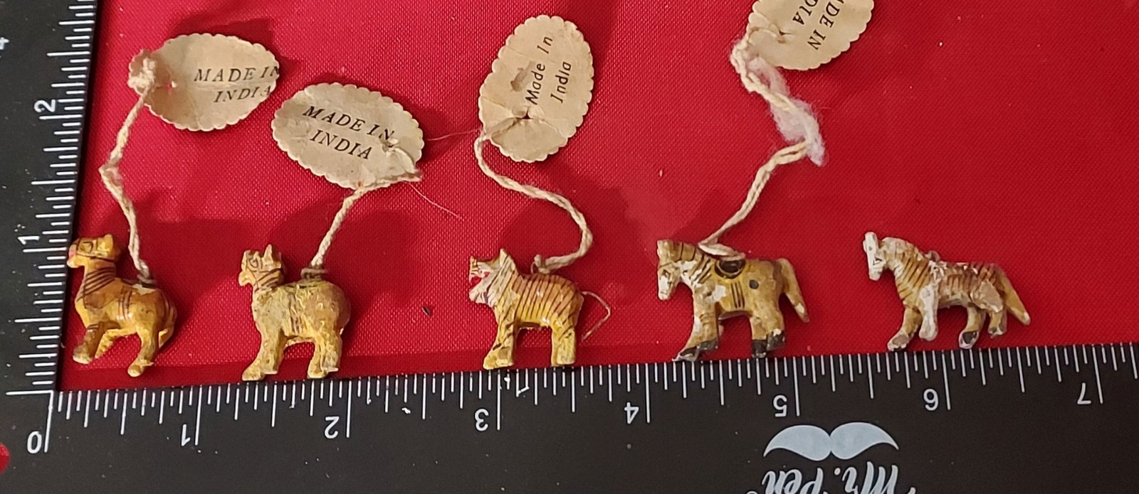 Vintage Lot of 5 Hand Carved Miniature Animals – Made in India – Diorama – AS IS