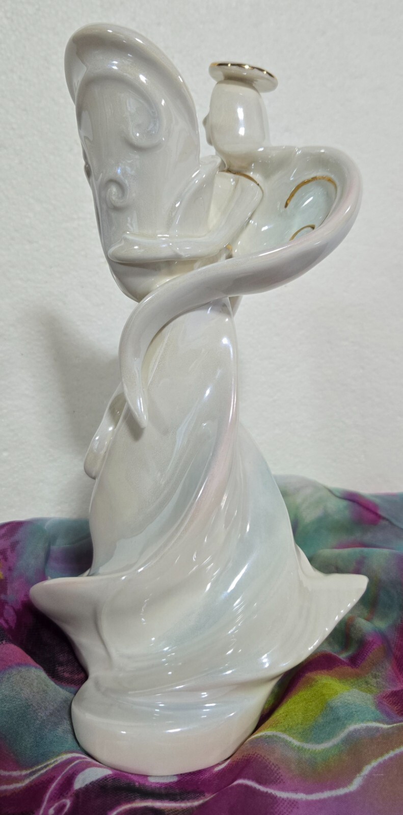 2001 Vanmark Angels From Above Angel Figurine 9″ Tall Gold Trim Opalescent