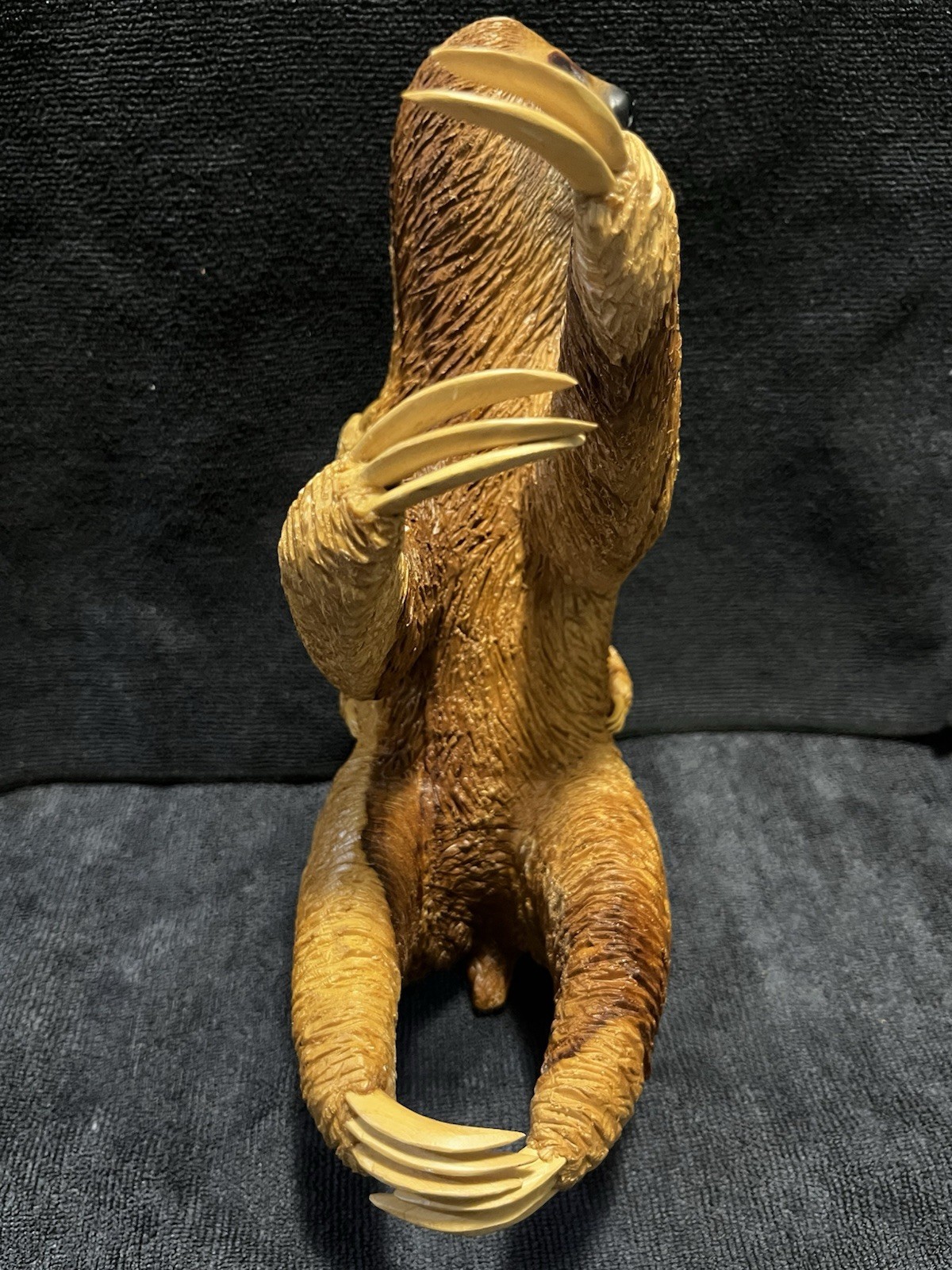 11” Inch Resin Or Polymer Clay Three-Toed Sloth w/Real Wooden Claws And Baby.