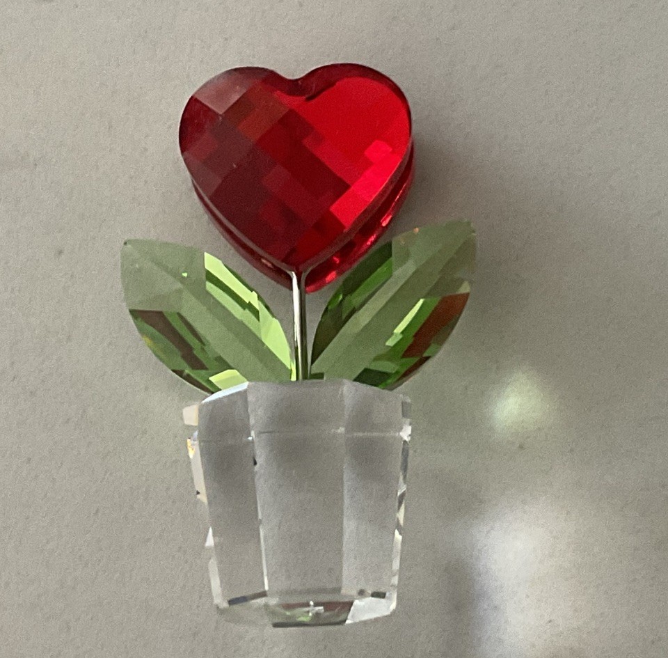 SWAROVSKI Happy Moments Red Heart Flower Crystal Figurine No Box