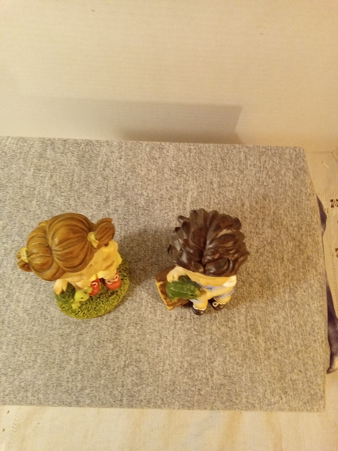 Tender Times Figurines- Set Of 2 Girl With Turtle Boy With Frog 3 1/2 In. Tall