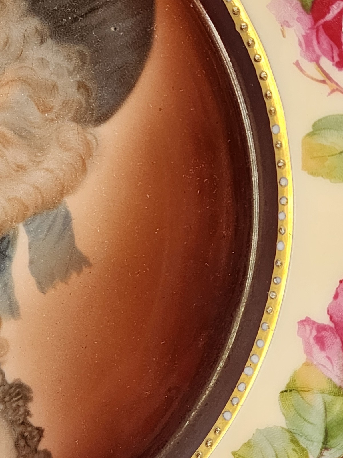 Antique Royal Munich Hand Painted Woman Portrait Plate w/Roses Barvaria 10″