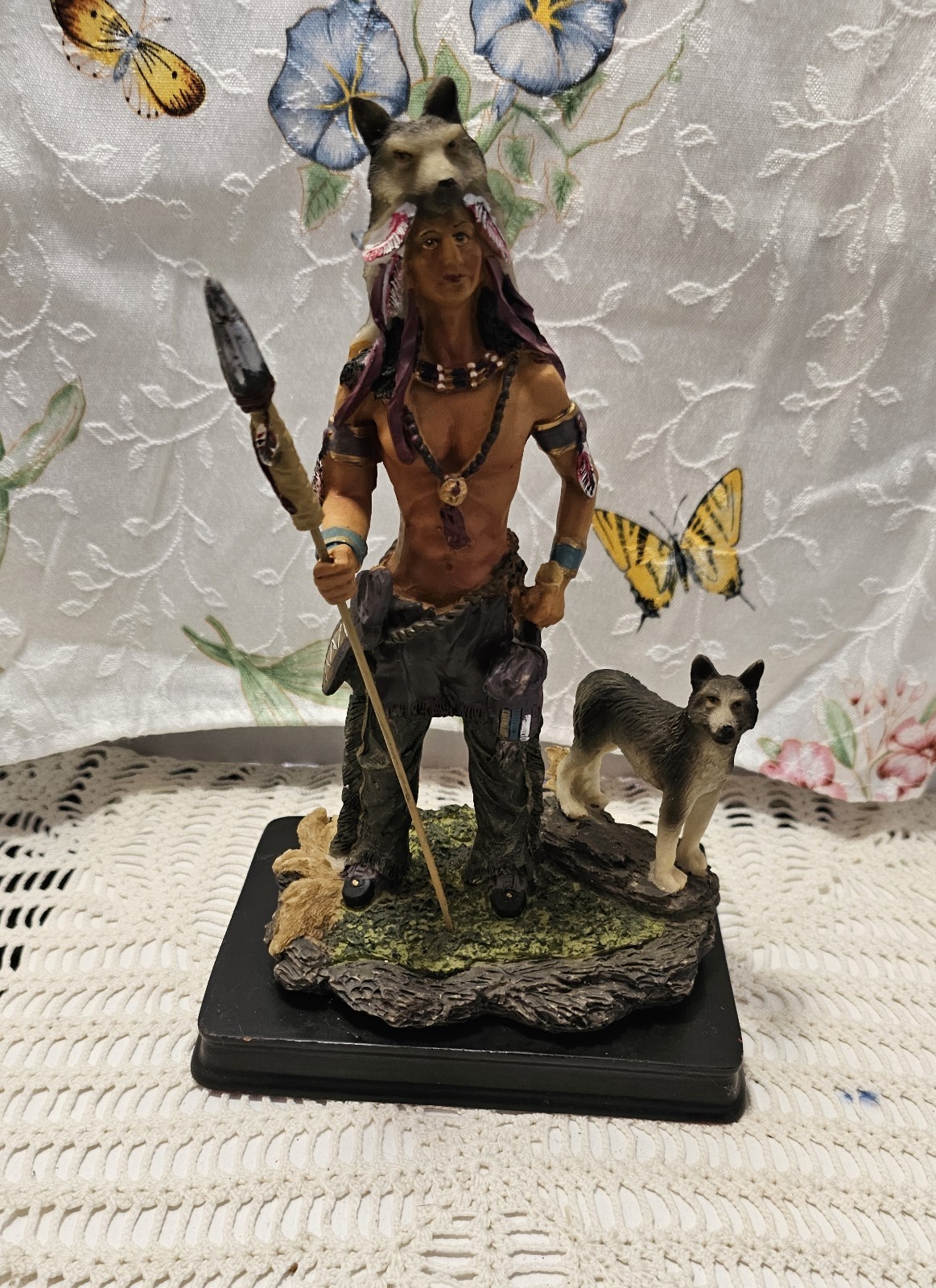 Vintage Native Warrior Figurine/ Statue 9.5″