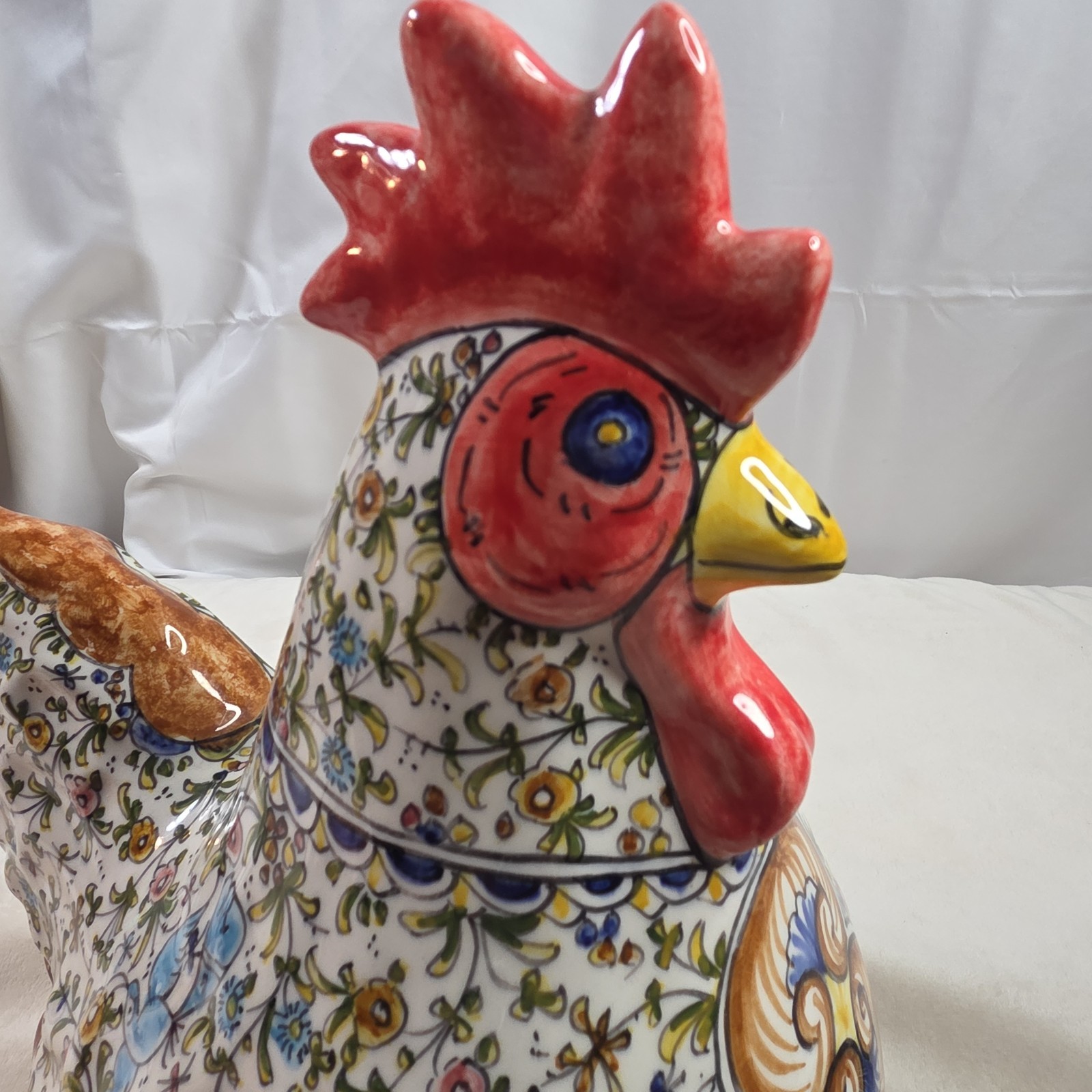 Ceramicas De Coimbra Hand Painted Rooster Ceramic Portugal Rosinda 12 x 10 x 6