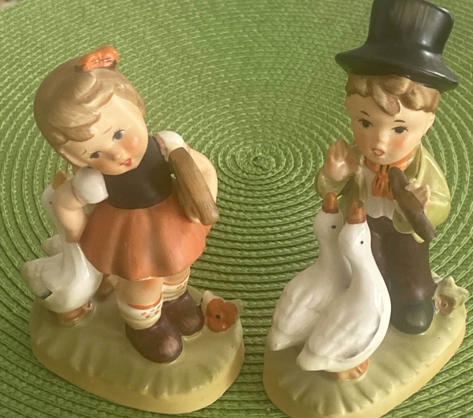 2 Vintage Arnart, 5th Ave. Erich Stauffer, Girl And Boy W/Geese, #22/619, Japan