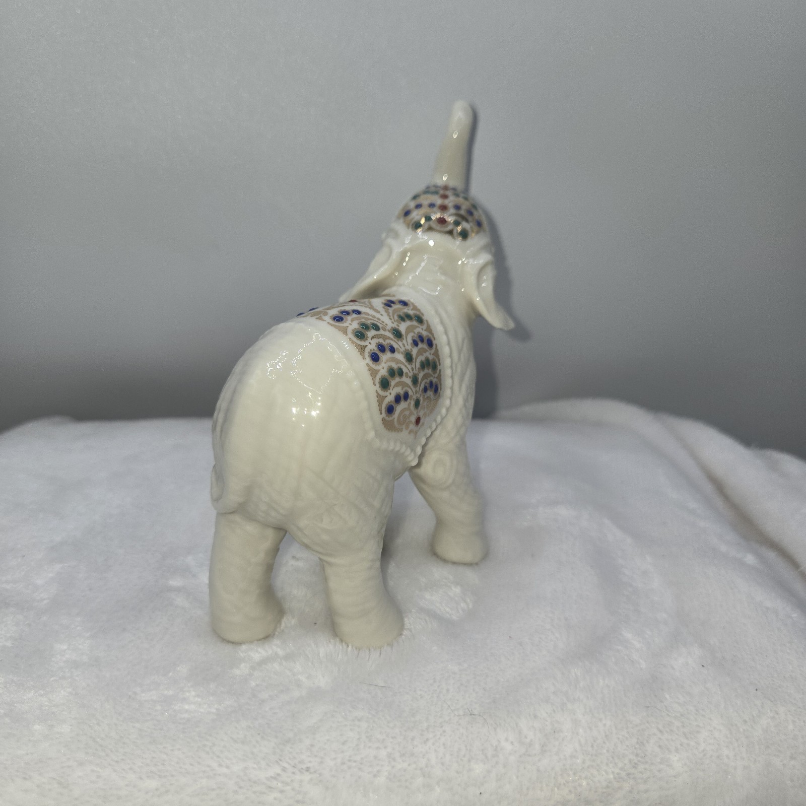 Lenox China Jewels Collection Elephant Figurine Ivory Porcelain Raised Trunk USA