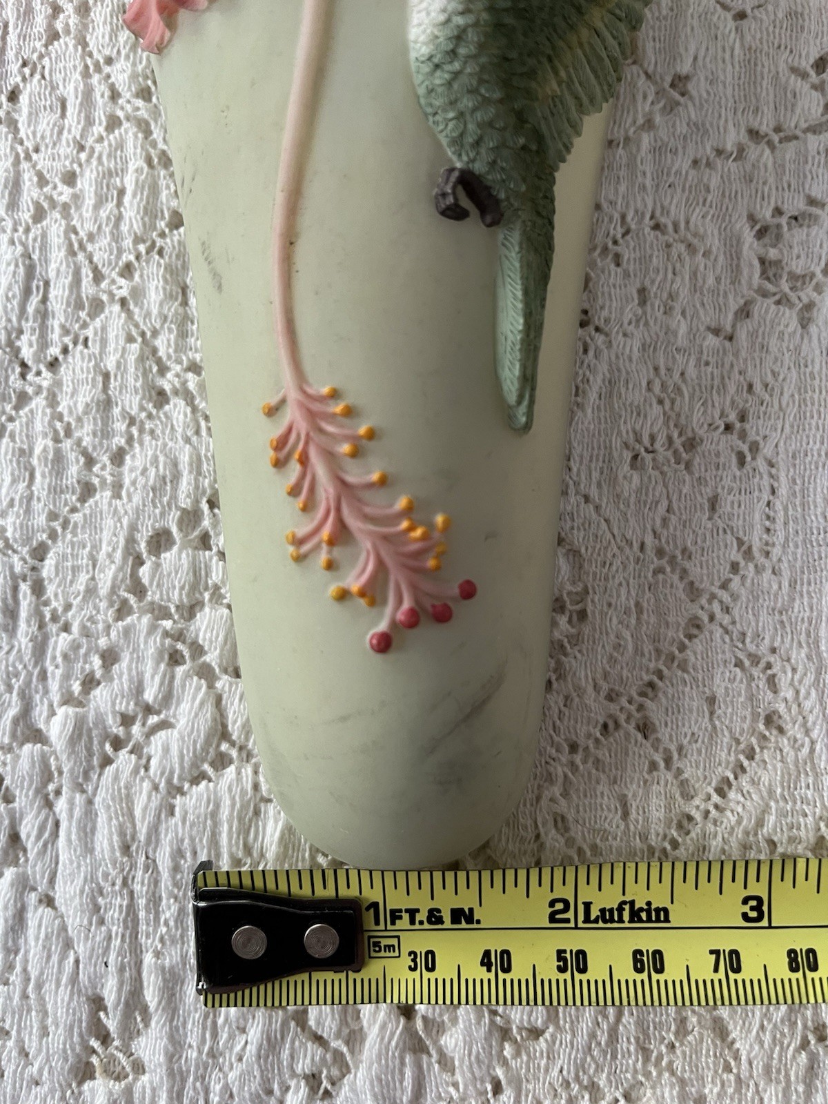 Iris & Orchid Design Inc. Hibiscus & Hummingbird Pink/Green Resin Wall Sculpture