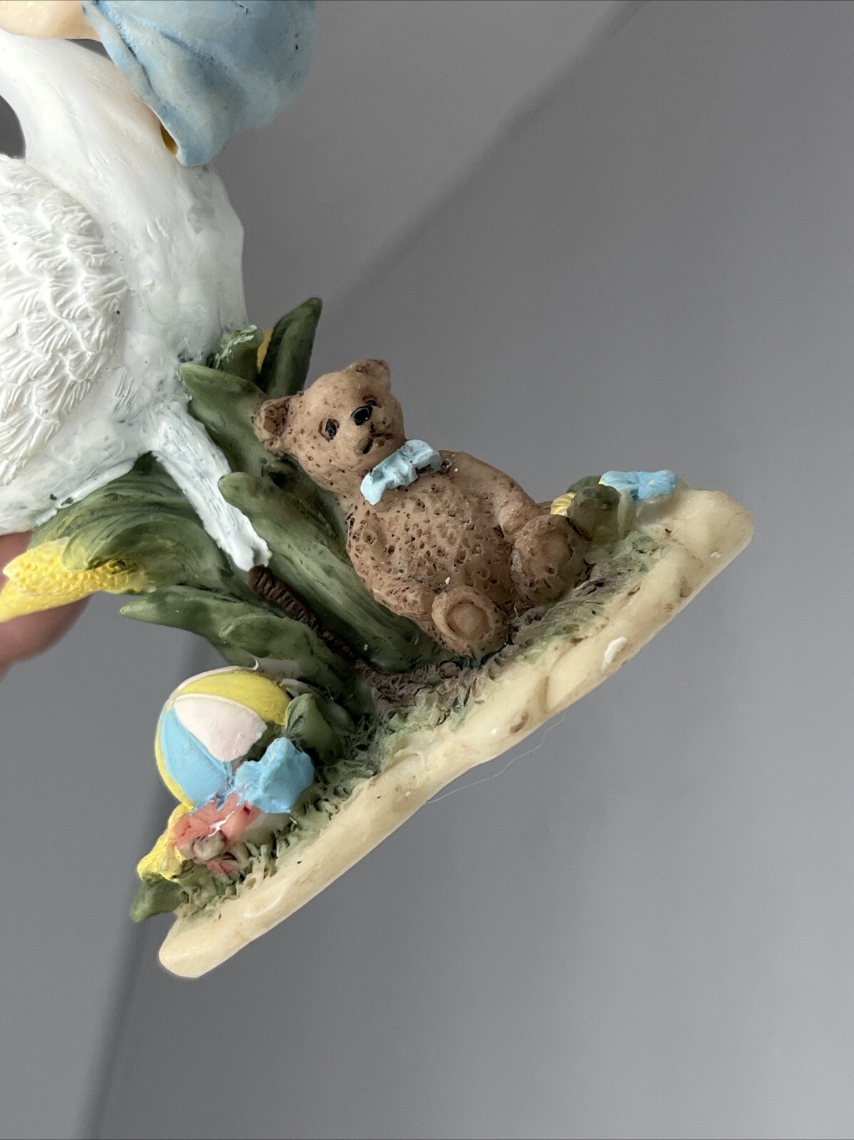 Vintage Shiah Yih Stork Bringing Baby Shower Ceramic Figurine Collectible Décor