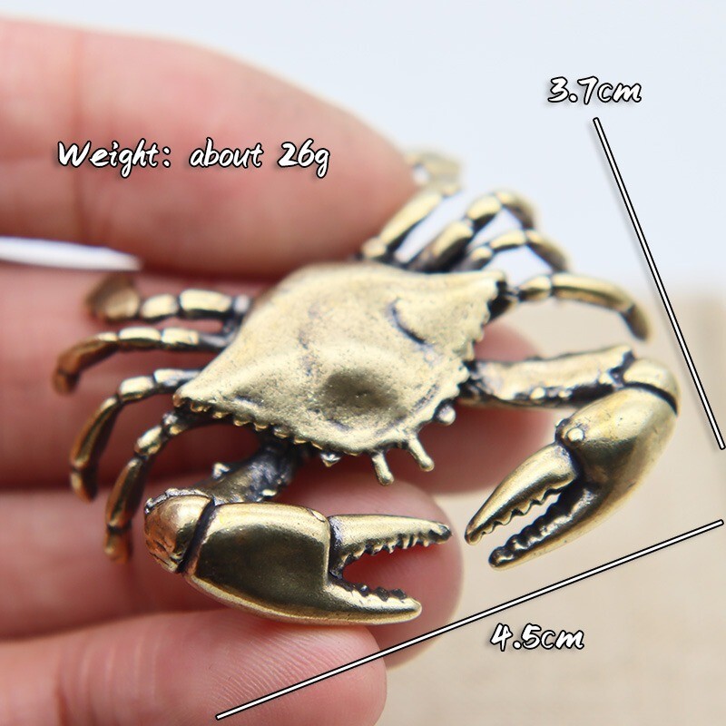 Solid Brass Crab Statue Tea Pet Ornament Antique Animal Figurine Miniature Toy