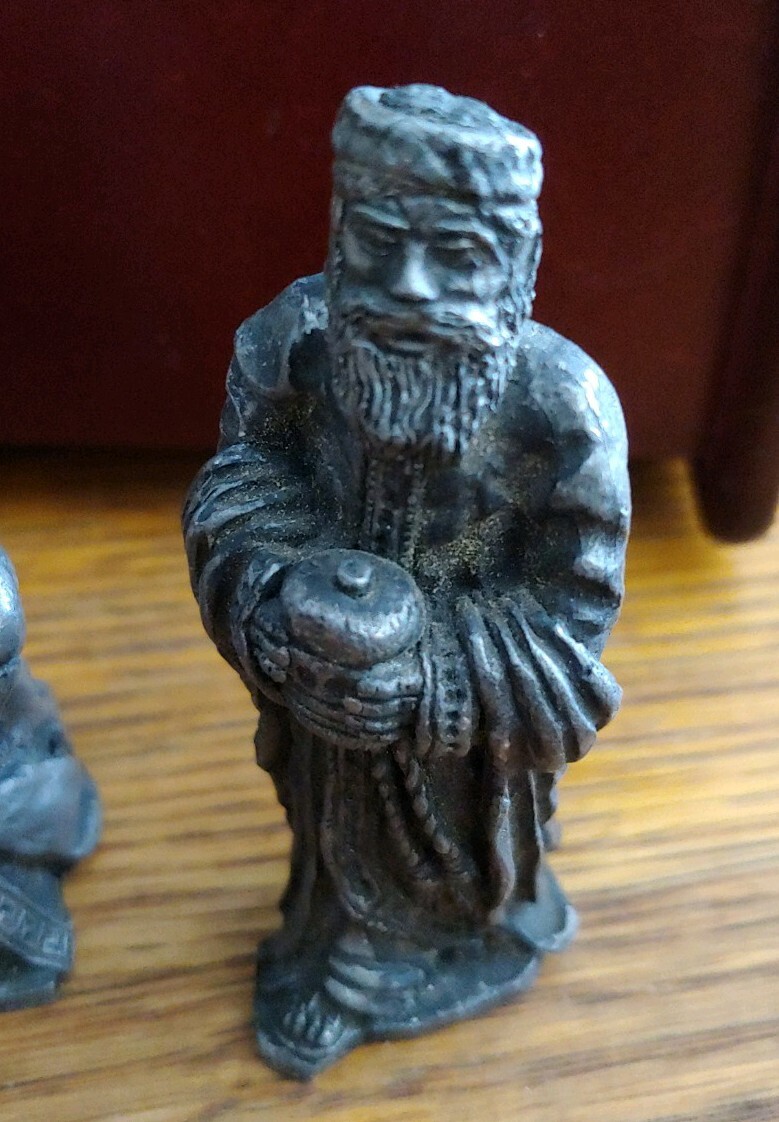 (3) Vintage Handcrafted Pewter Men Figurines 2 inches tall weigh over 1lb