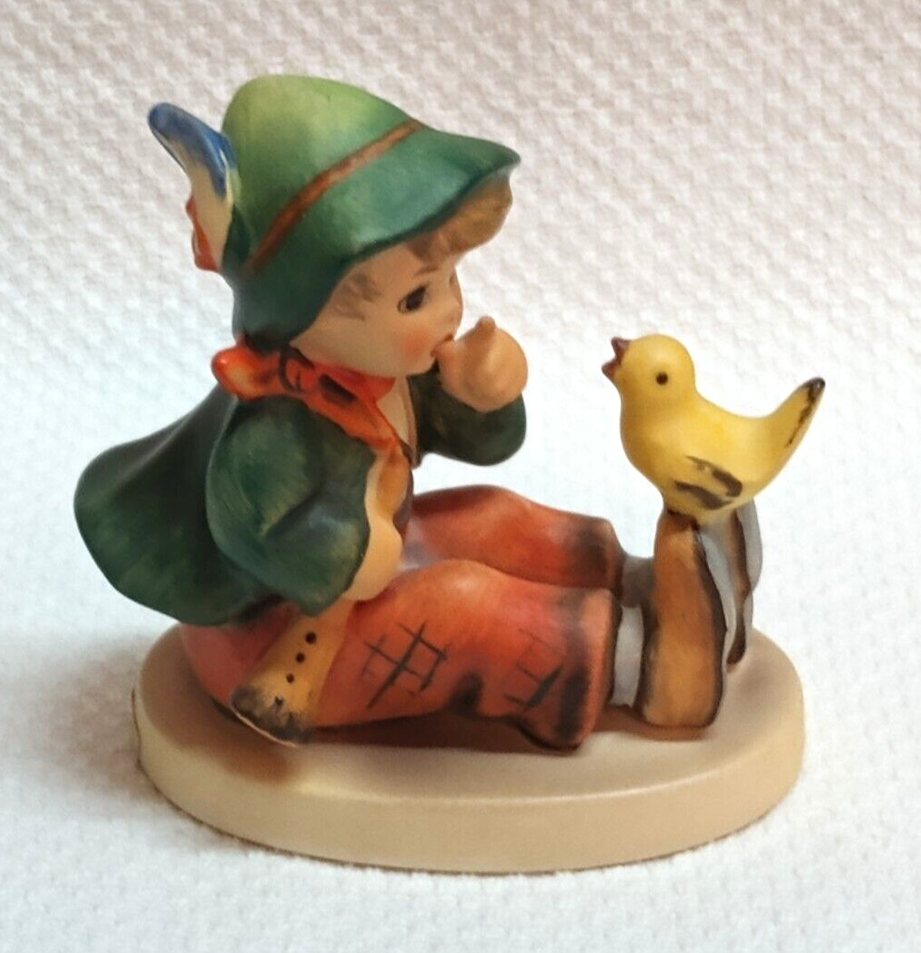 HUMMEL SINGING LESSON #63 ~ Boy With Flute & Bird Figurine, TMK5, LB