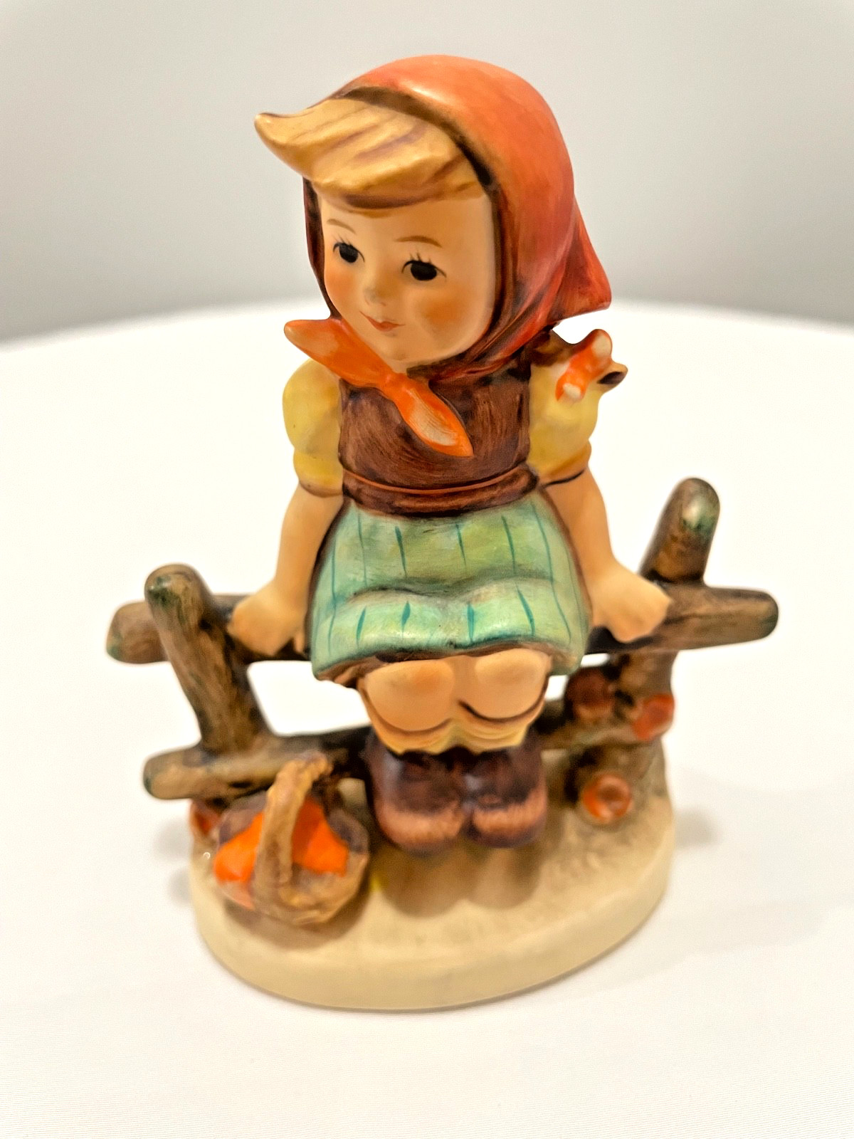 MJ Hummel Just Resting Figurine Goebel W Germany Girl on Fence 1938, #112 3/0