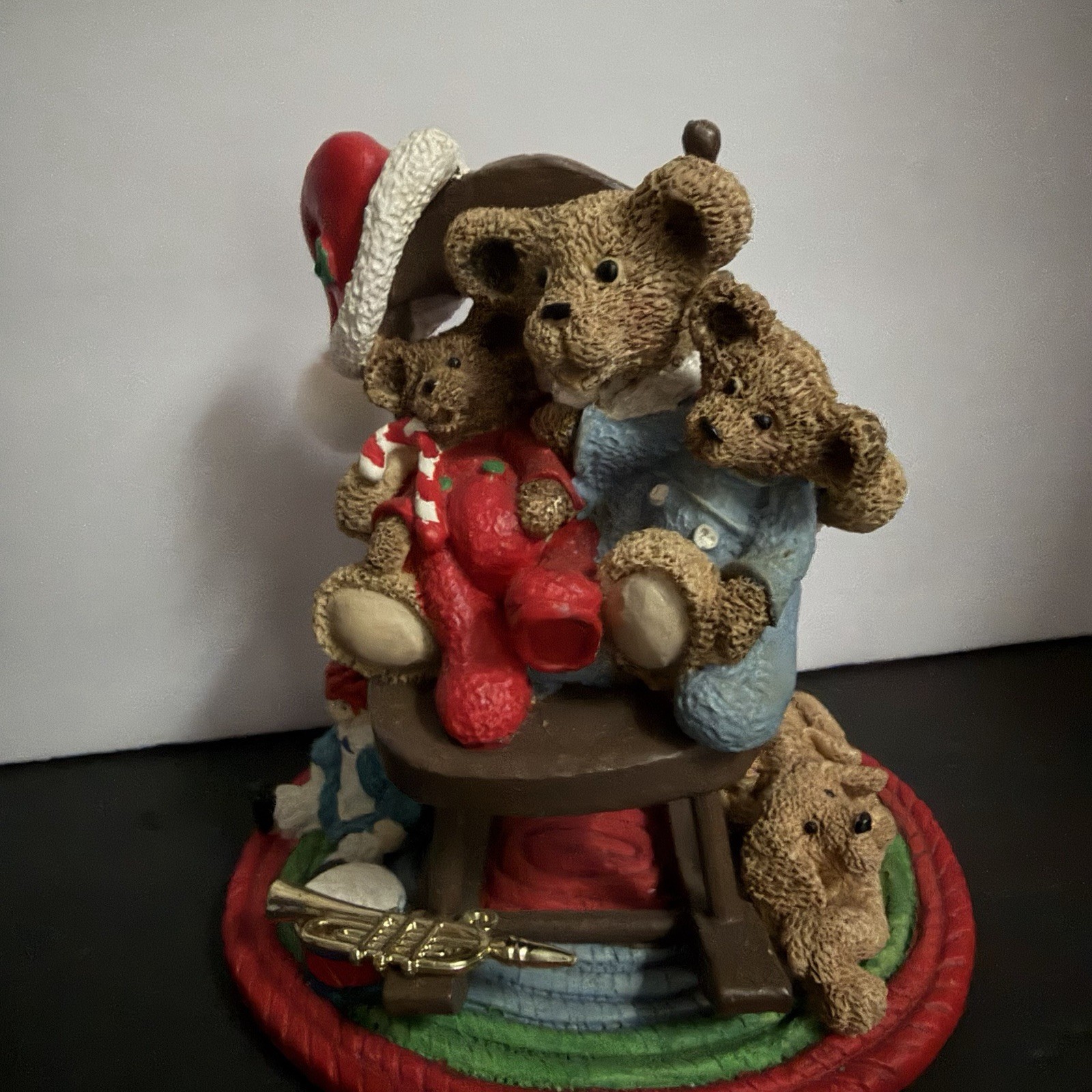 VTG Rare Perpetual Wooden Calendar Bear Of The Month with 12 Teddy Bear Figures
