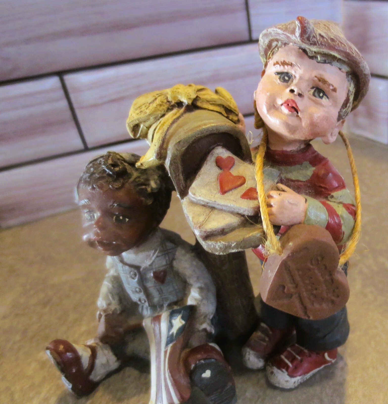Sarah’s Attic Forever in Our Hearts Patriotic Boy & Girl at Mailbox Figurine EUC