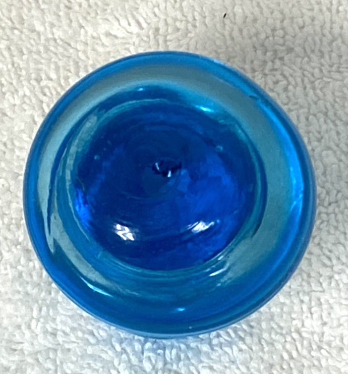 Miniature Art Glass Aqua Blue Mushroom Toadstool Figurine Paperweight Decor