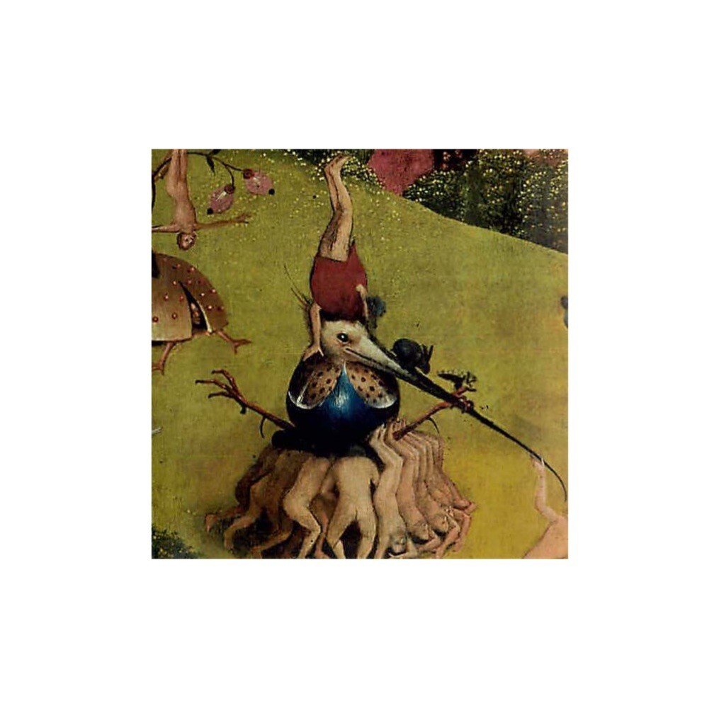 Men Lifting Bird with Blue Egg by Hieronymus Bosch Fantasy Surrealism Weird Art