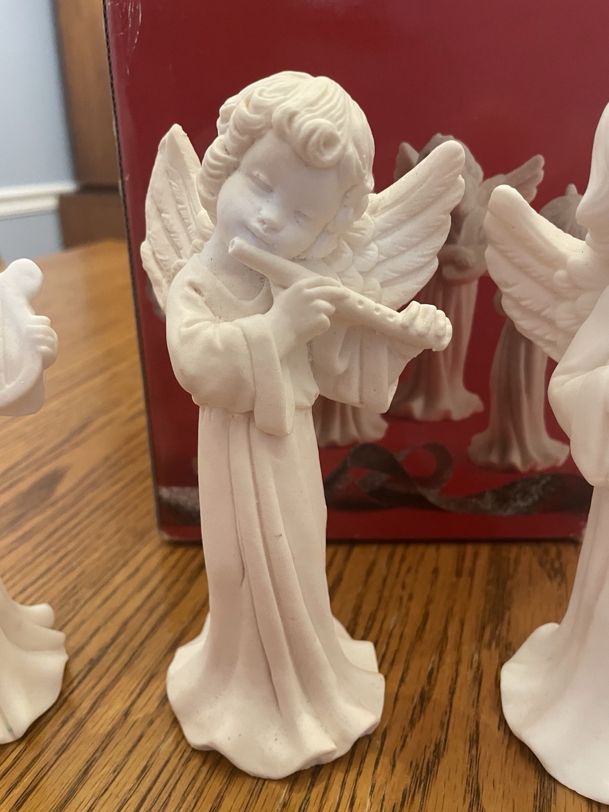 Set Of 4 Alabaster Angels /Instruments