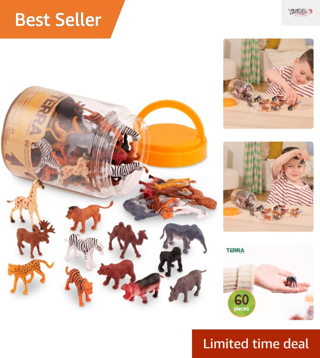 60pc Mini Wild Animal Set: Realistic Figurines for Imaginative Play 3+