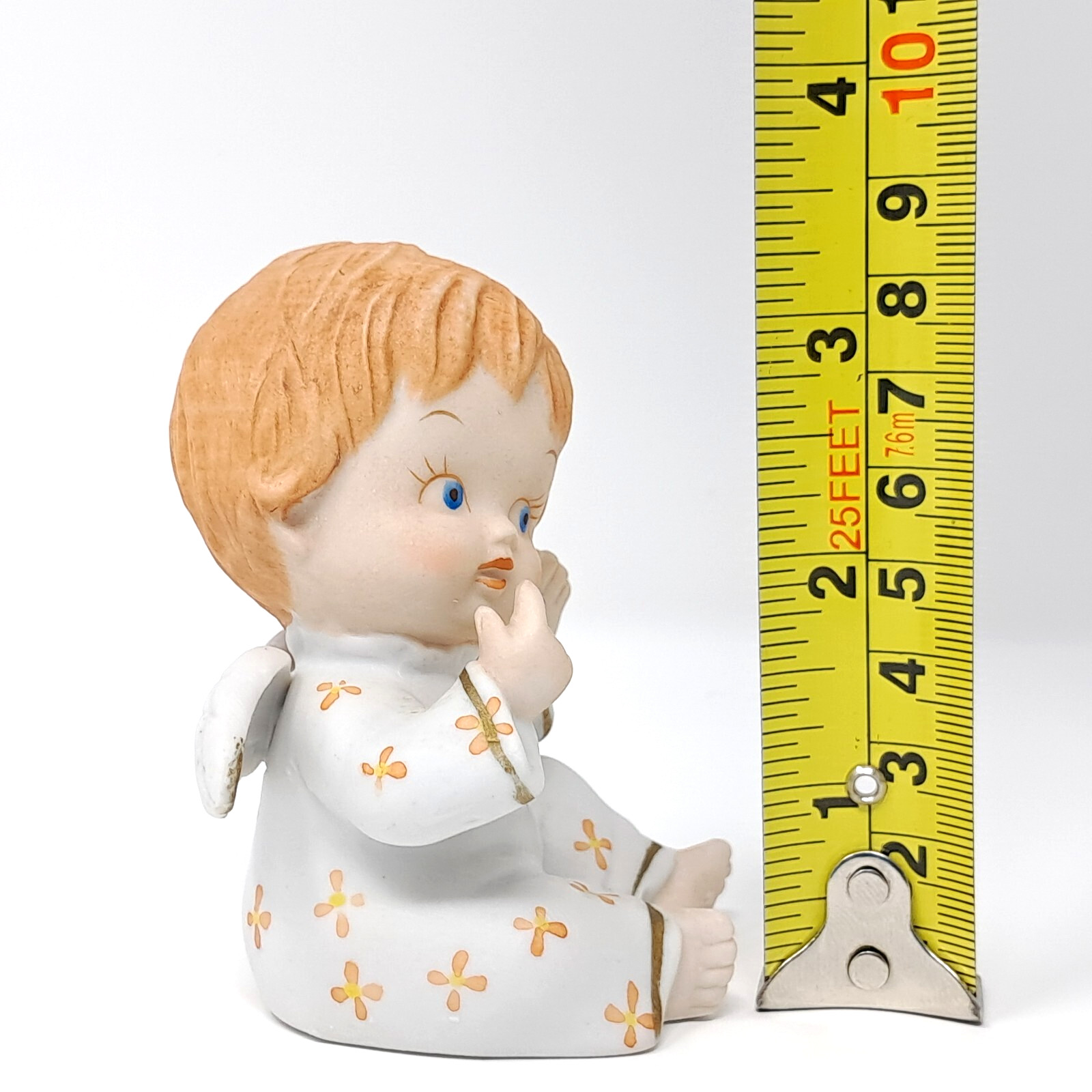 Enesco 1979 Baby Angel Cherub ceramic Figurine blue eyes vintage