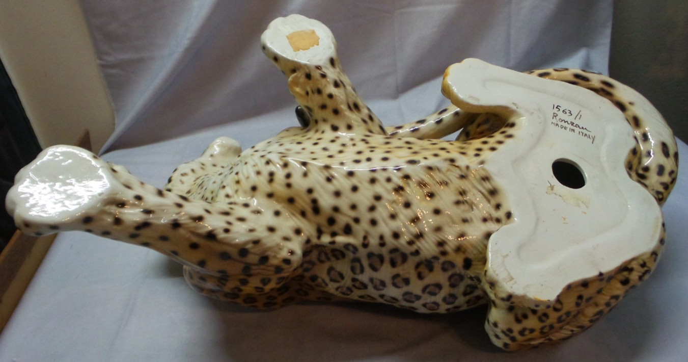 GIOVANNI RONZAN Porcelain Leopard Figurine 20″ Italy MCM – READ DESCRIPTION