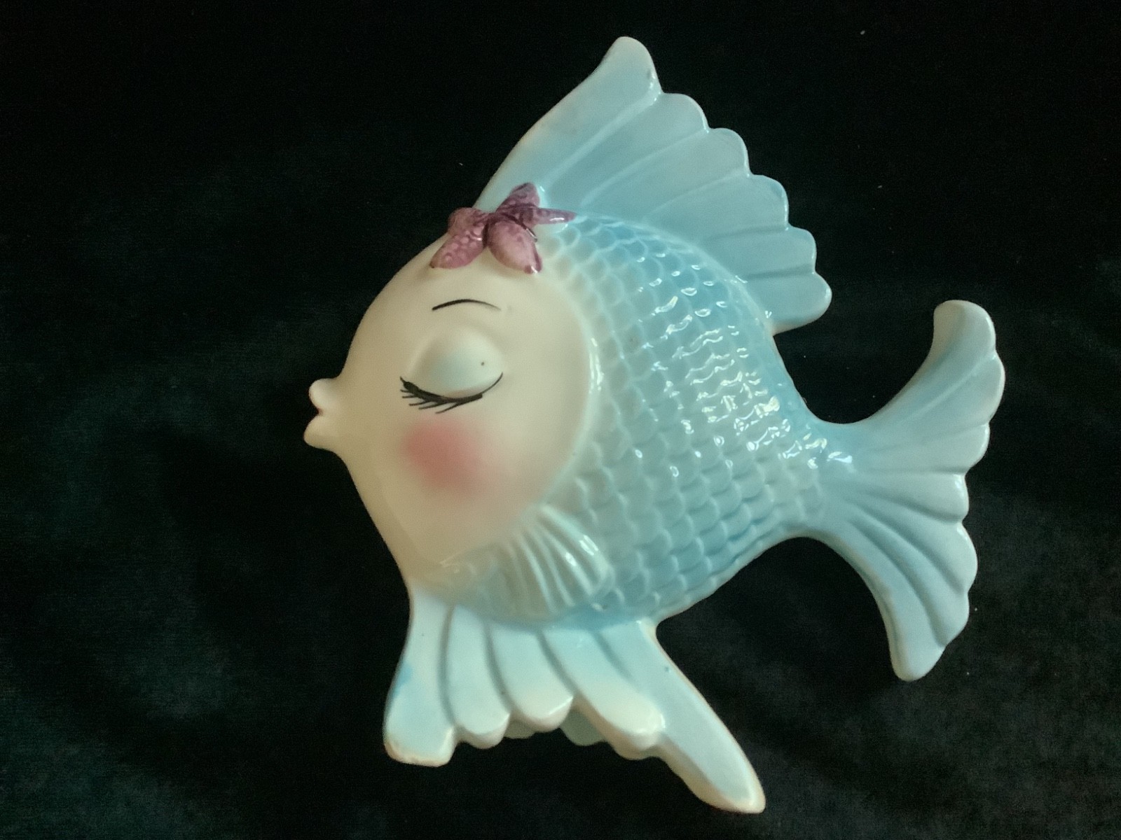 Bradley Ceramic Fish wall plaque blue, vintage lovely