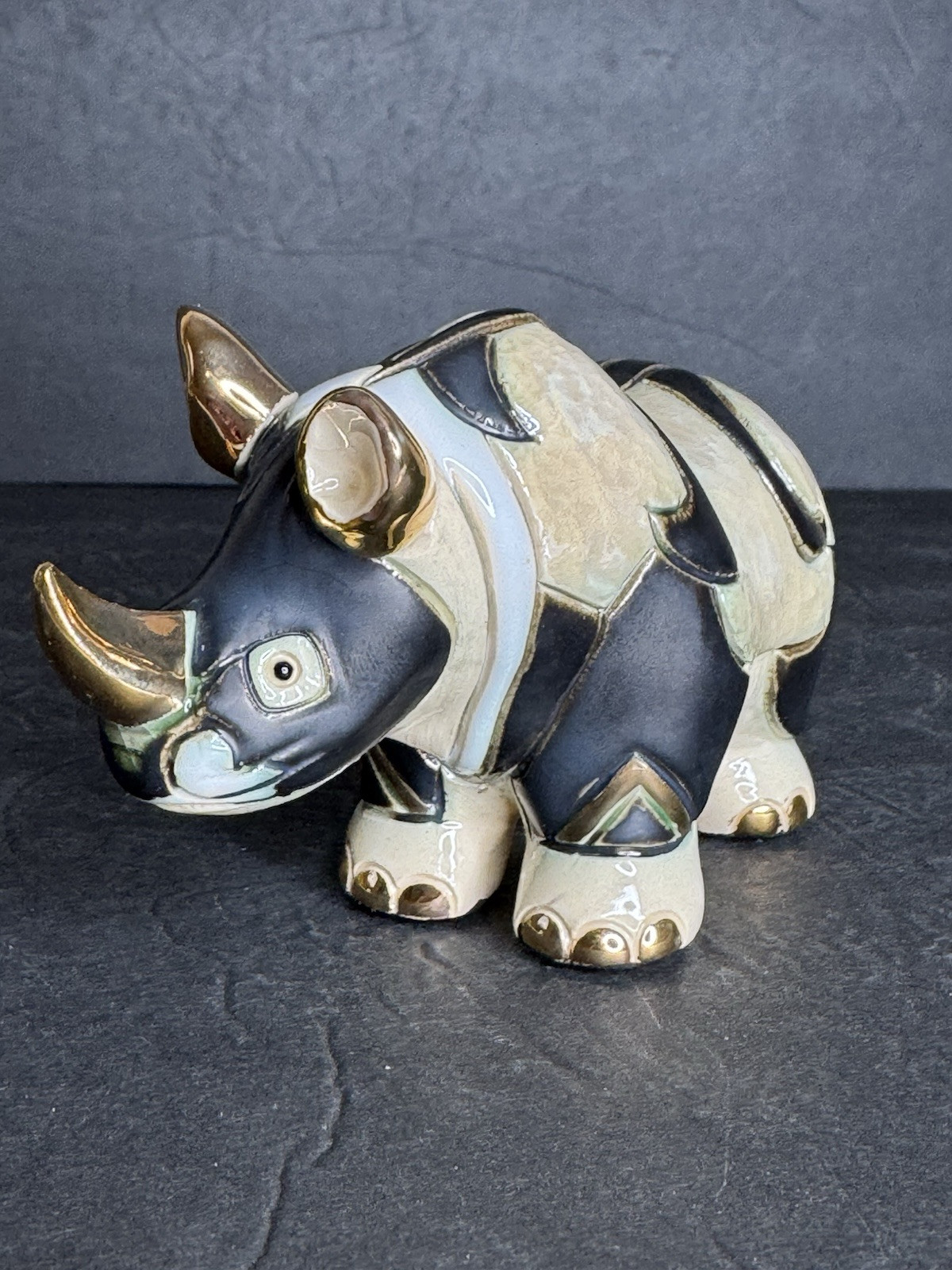 De Rosa Rinconada Rhino Figurine Silver Anniversary Platinum 24k Gold New Box