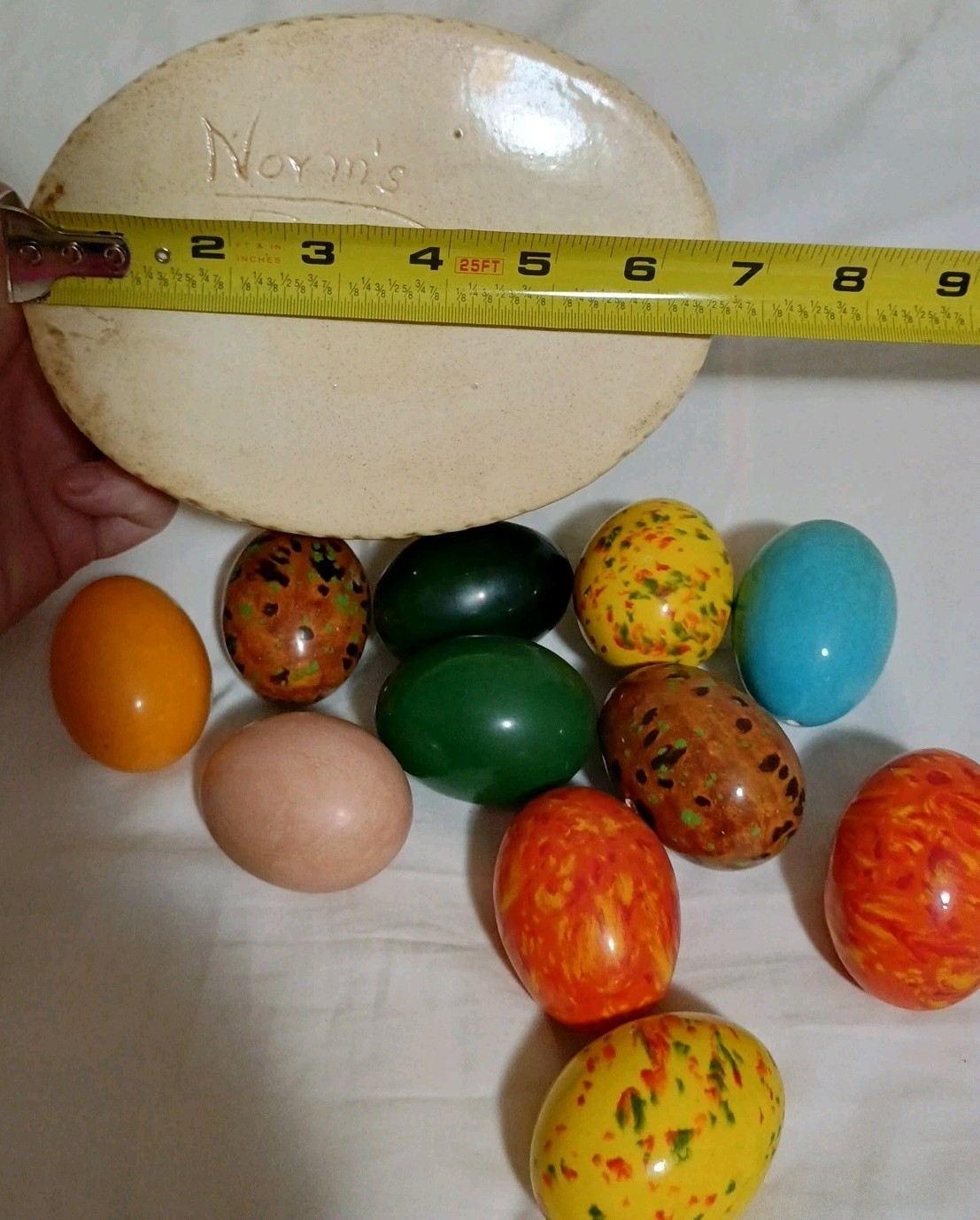 13 Pc Ceramic Easter Eggs Basket Flower Lot🏵️Speckled Glazed Decor Vintage 1979