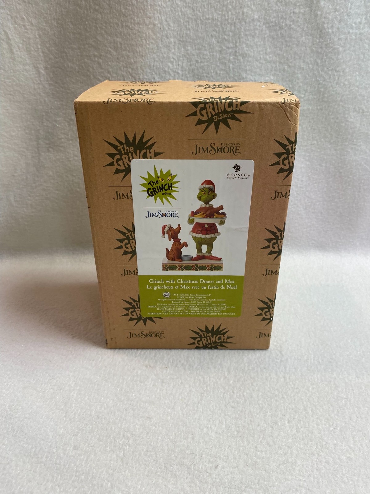 Enesco Jim Shore Figurine – Grinch w/ Christmas Dinner and Max – In Original Box