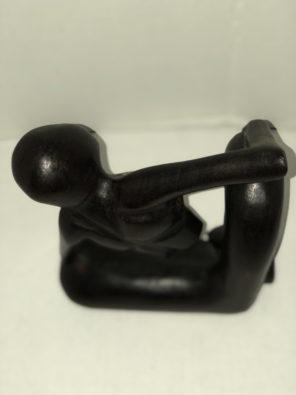 VINTAGE WOODEN THINKING MAN FIGURINE-Dark Cherry Stain