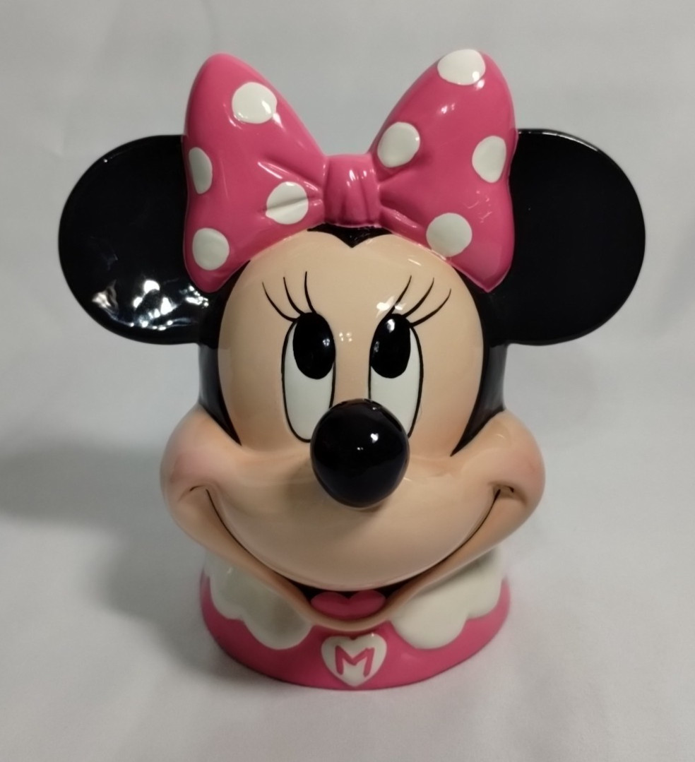 Enesco Mickey & Co Minnie Mouse Piggy Bank 658545 Disney 3-D Head Figurine