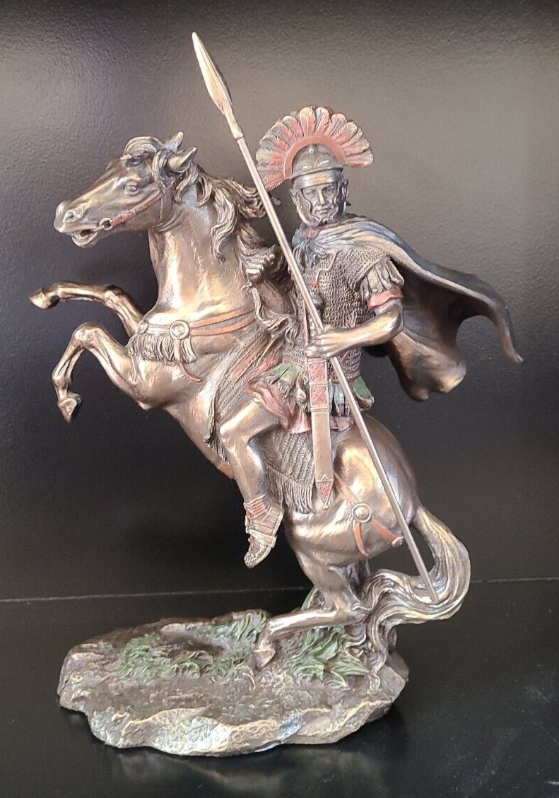 Roman Centurion Soldier on Horseback Statue Knight | Warrior Bronze Finish