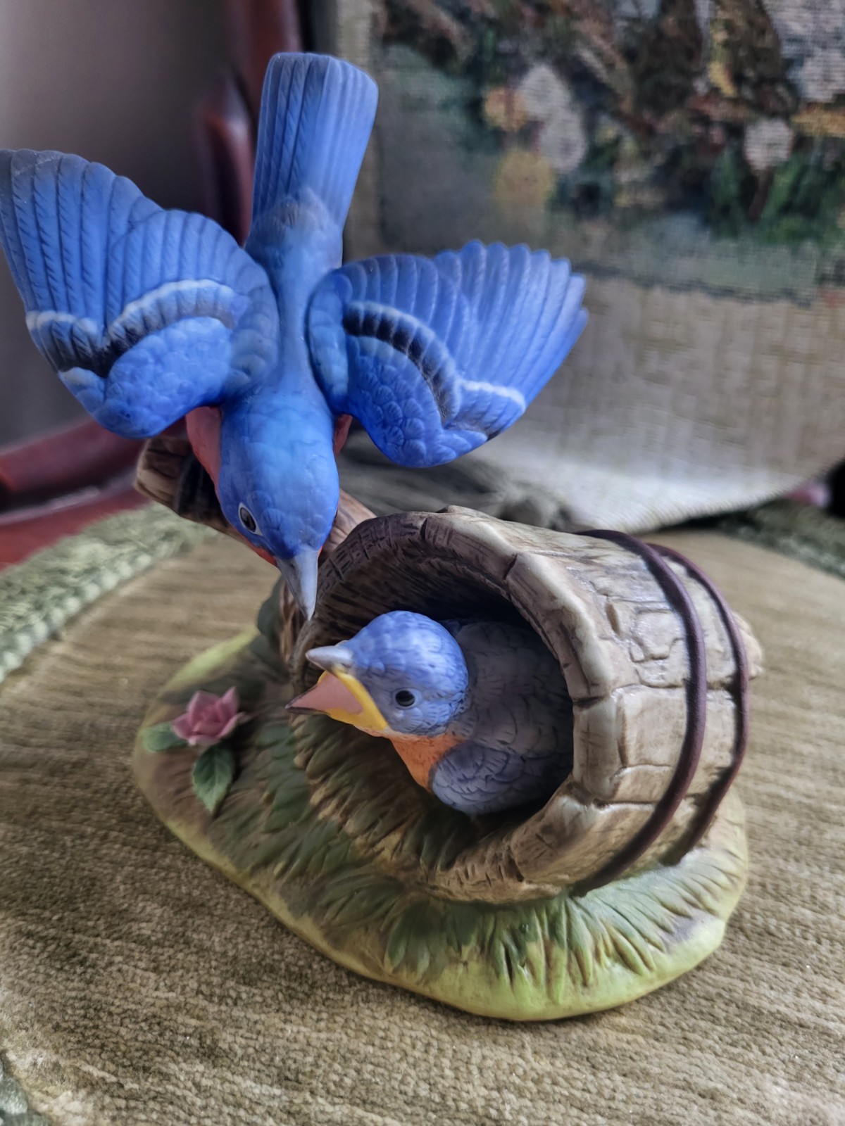 ANDREA BY SADEK BlueBird Family PORCELAIN FIGURINE #8177 Vintage Cottage Core
