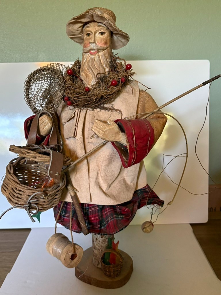 Folk Art Paper Mache’ Folk Art Figurine Fisherman from Philippines