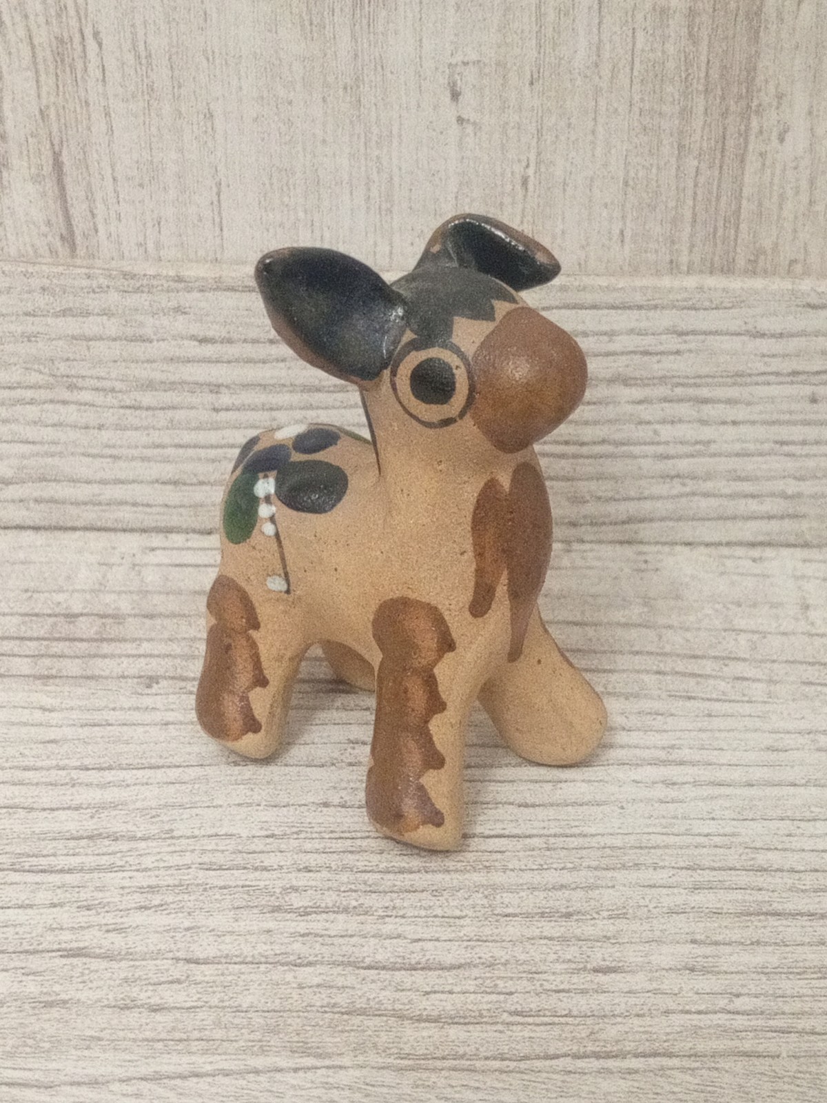 Terracotta Donkey / Dog Miniature Figurine Animal 3″ Hand Painted