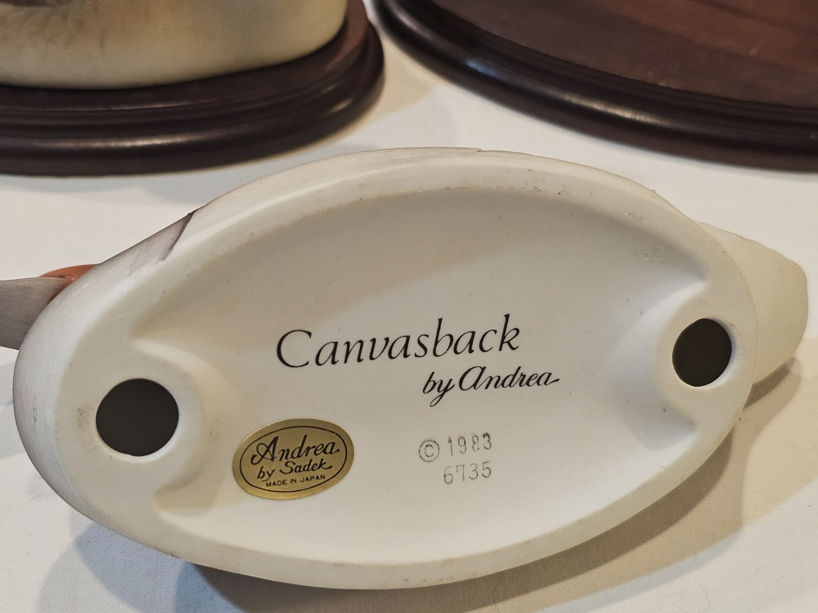 Vintage Canvasback Porcelain Decoy Figurine By Andrea Sadek 1983 W/Base