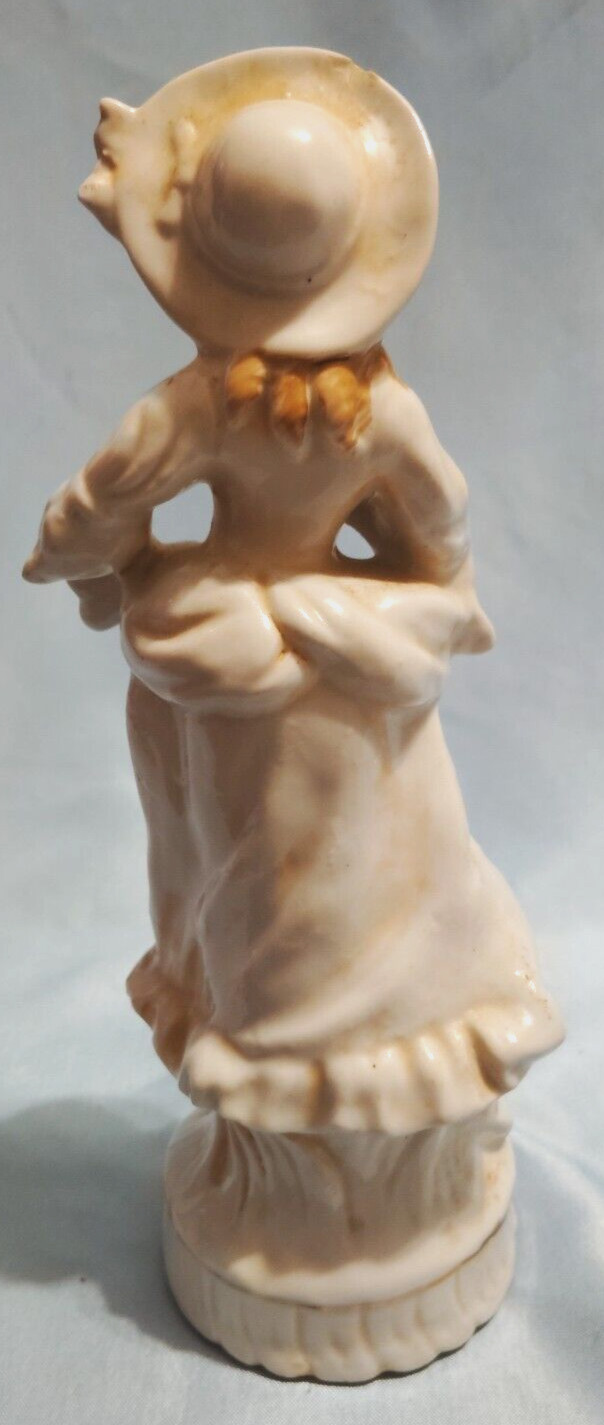 Vintage Porcelain Lady Figurine 8 Inch Made in Japan Victorian Woman Hat