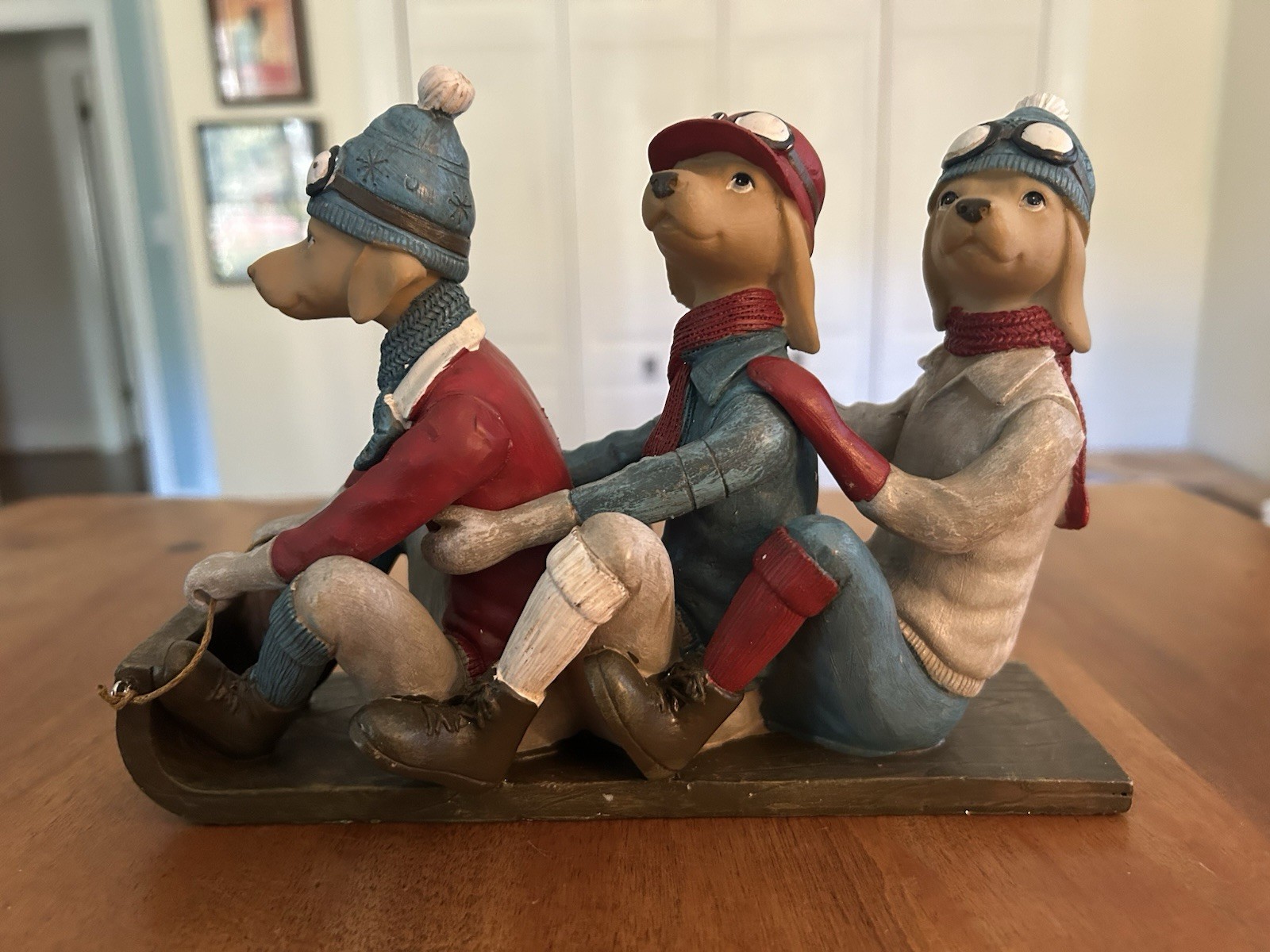 Cozy & Trendy Dogs Figurine X-mas Sledding Detailed Resin