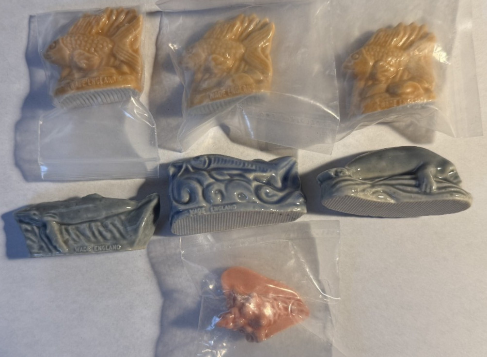 WADE OCEAN THEMED , RED ROSE TEA, SET OF 7 Ocean themed Manatee Whale Sturgeon