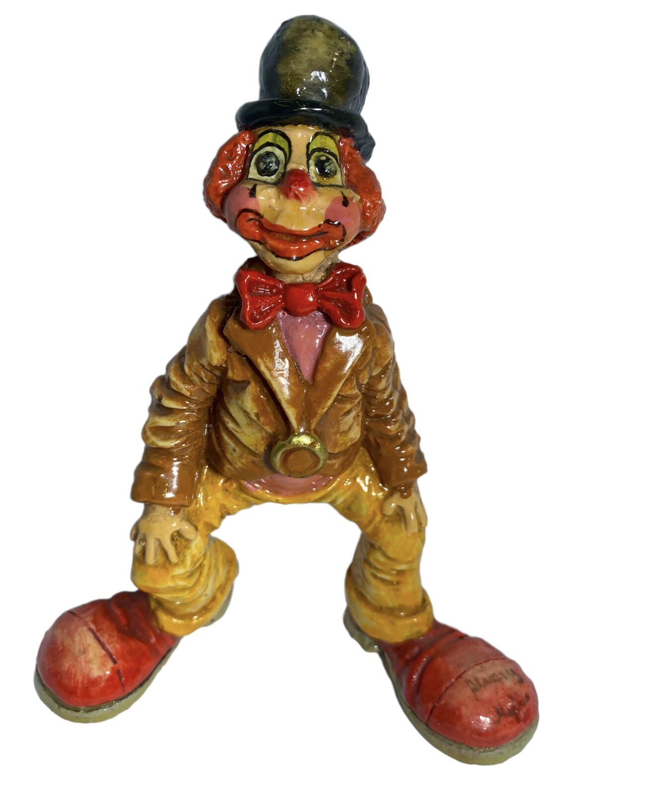 Vintage Alvarez Meifiso Glossy Paper Mache Clown Handmade in Mexico Signed P-27
