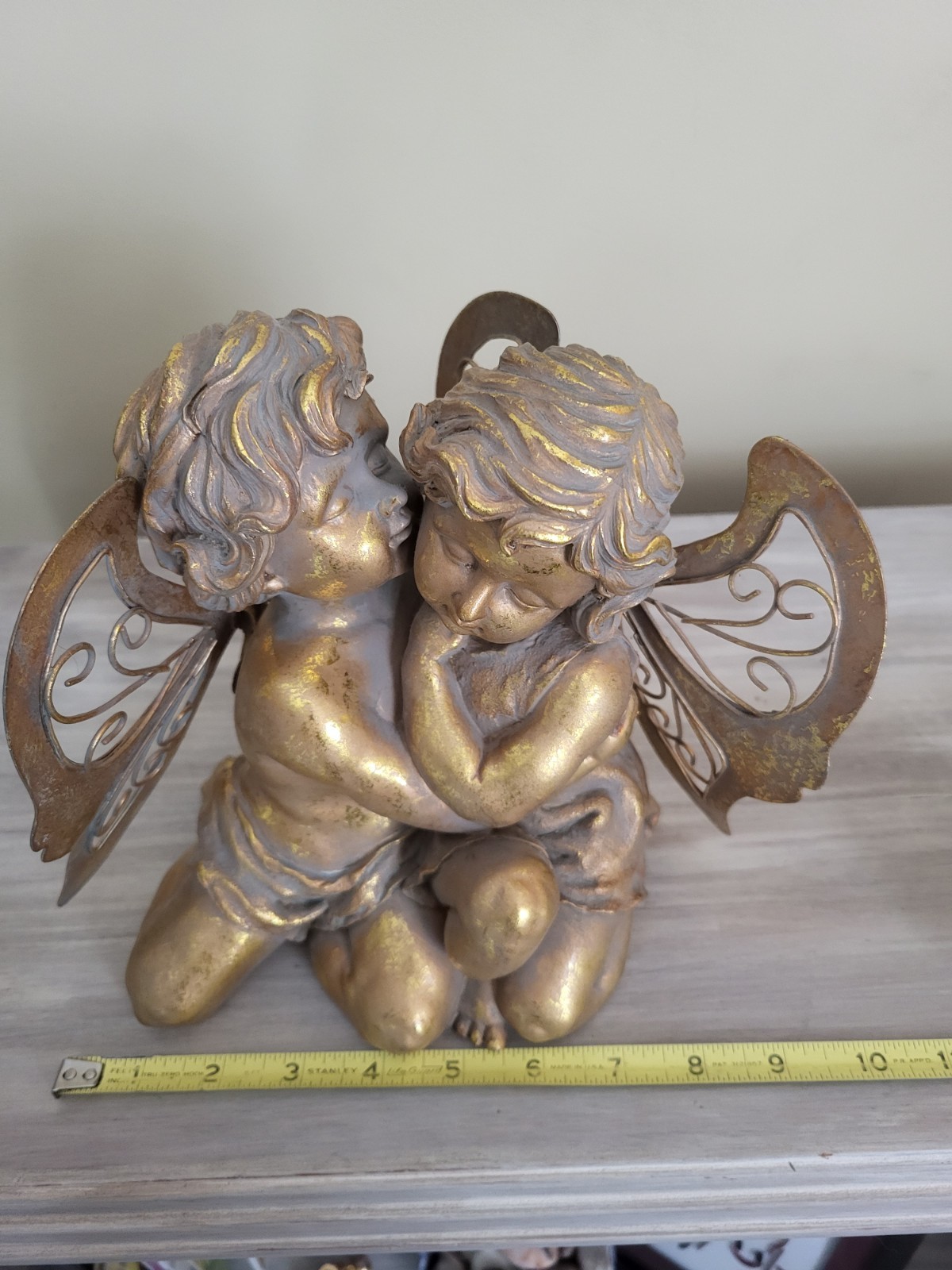 Cherub Angels Baroque Rocco Gold Shelf Sitter Wings Large Heavy Resin 8″ x 10″