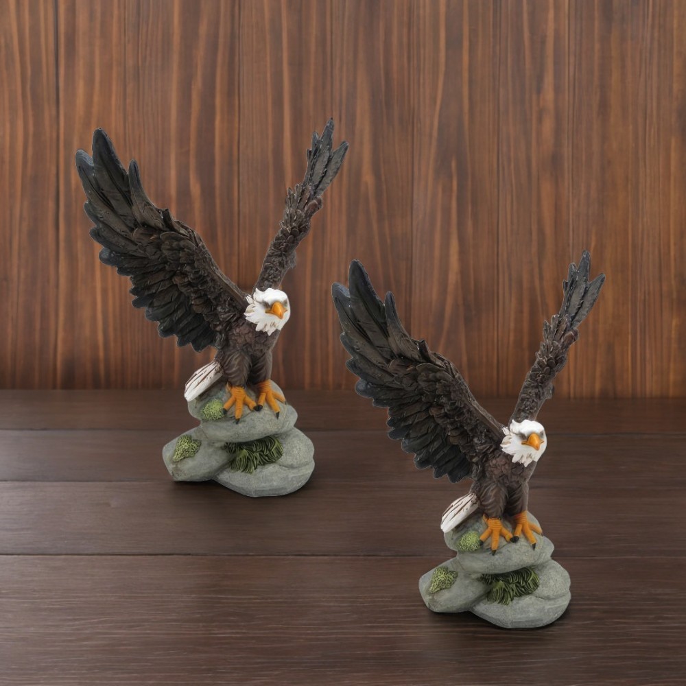 2-PC Gift Set 9.75″H Eagle Flying up Figurine Ornament Home Decor Unique Gift