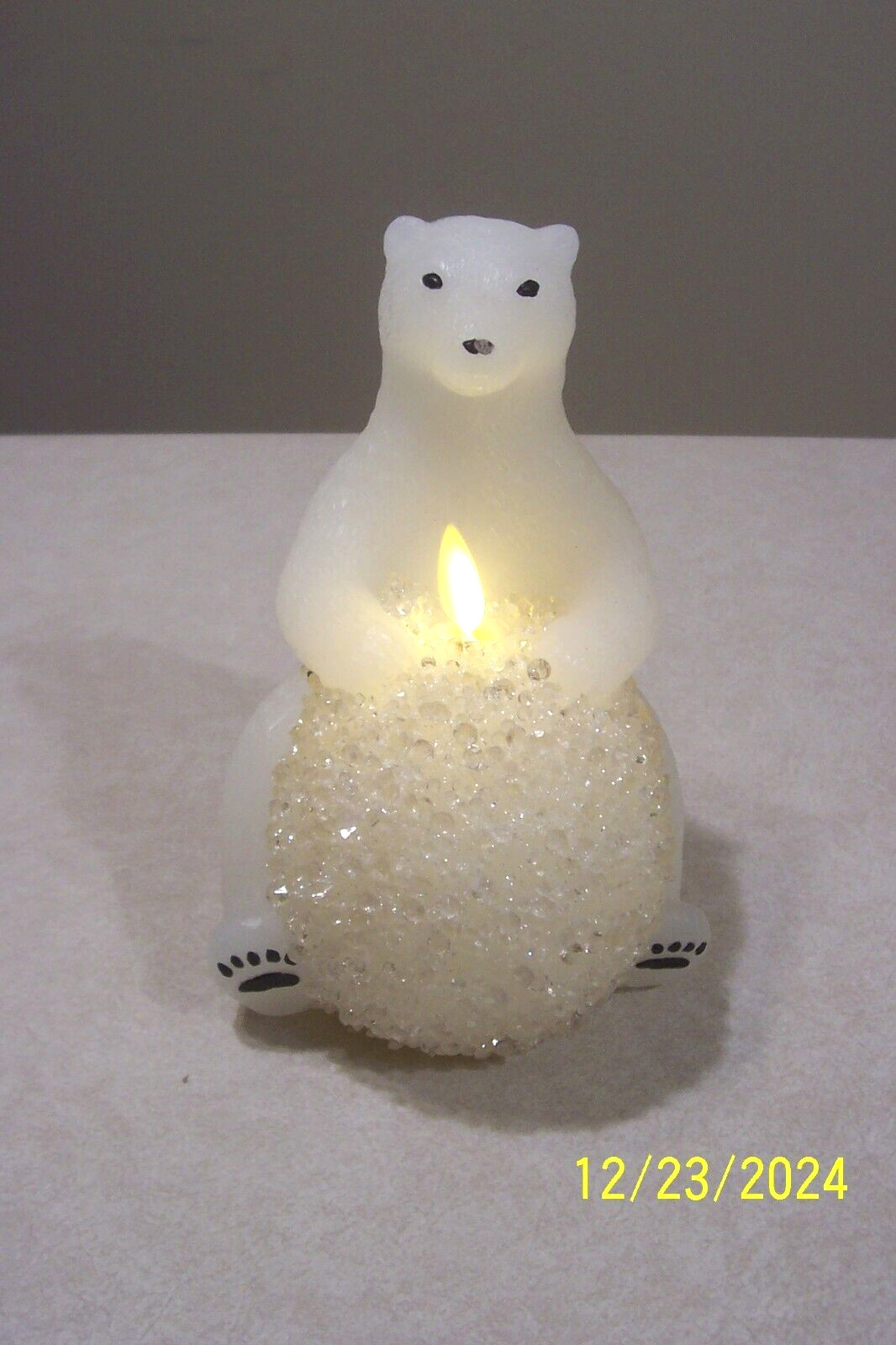 Martha Stewart Flameless, Sitting Polar Bear Figure. Pillar Candle VGC Read