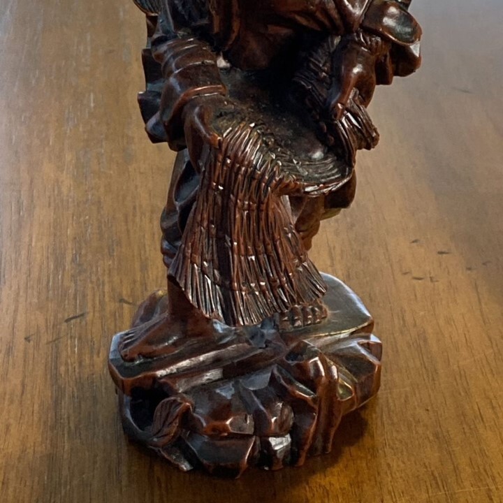 Japan Carved Resin Fisherman Figurine 6” Fortune Ebisu Immortal Wealth Vintage