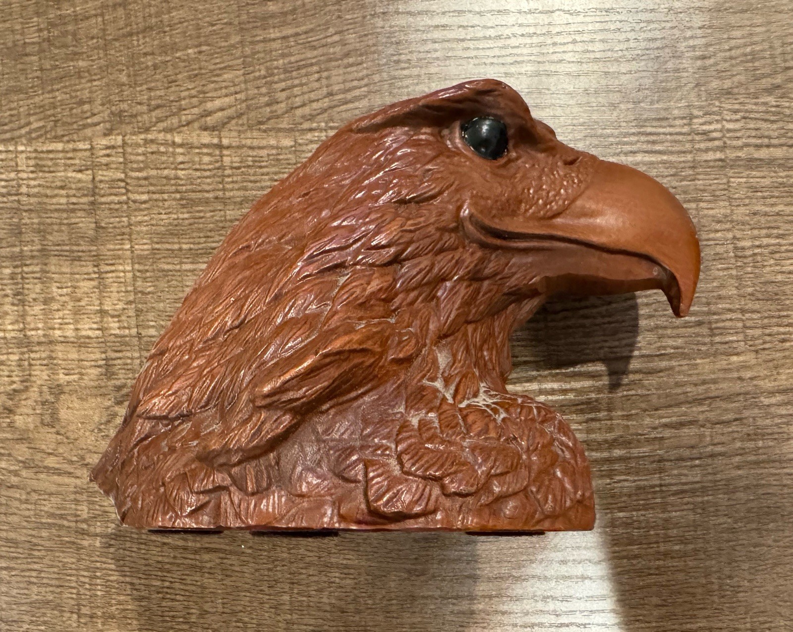Vtg Red Mill Mfg Eagle Bust Brown Pecan Shell Resin Handcrafted Carving USA